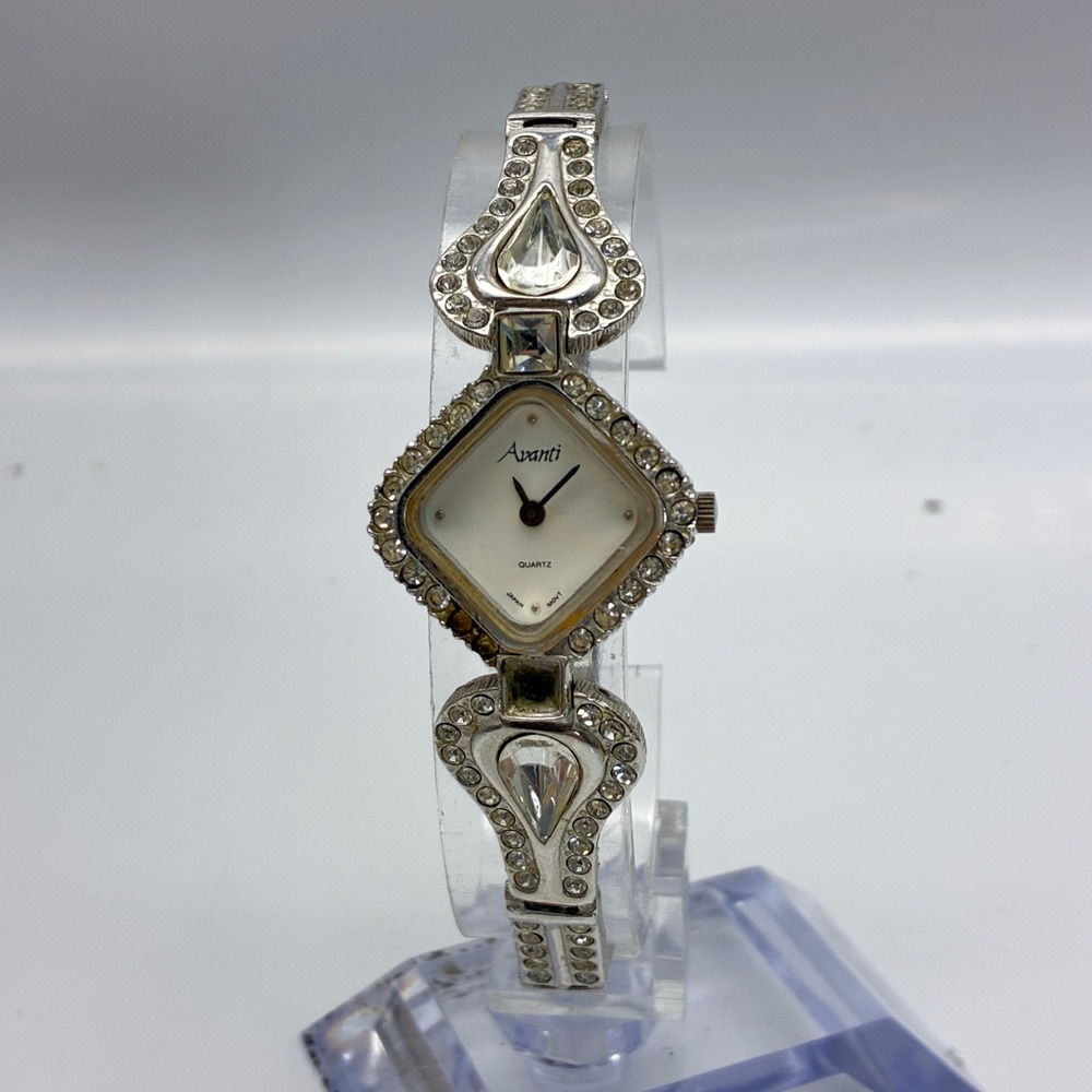 Avanti Quartz Watch Womens Silver Tone Rhinestone Diamond Face AWCLWHJ Dress